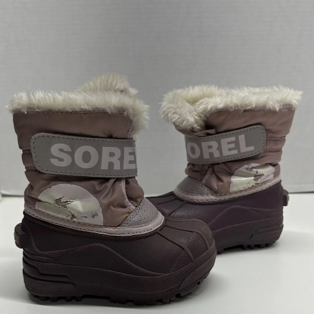 Sorel Snow Commander Winter Snow Boots Purple White Little Kids Girls Size 7